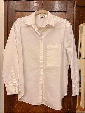 AYR Womens White Long-Sleeve Button-Down Shirt